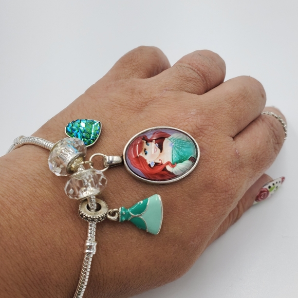 Little Mermaid 925 s.silver big charm bracelet - Picture 8 of 10